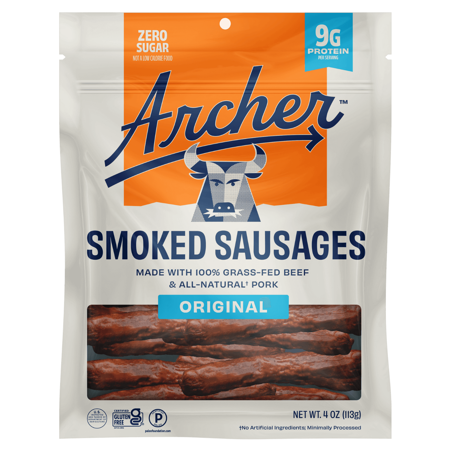 Archer 4oz Original Smoked Sausages front of pack