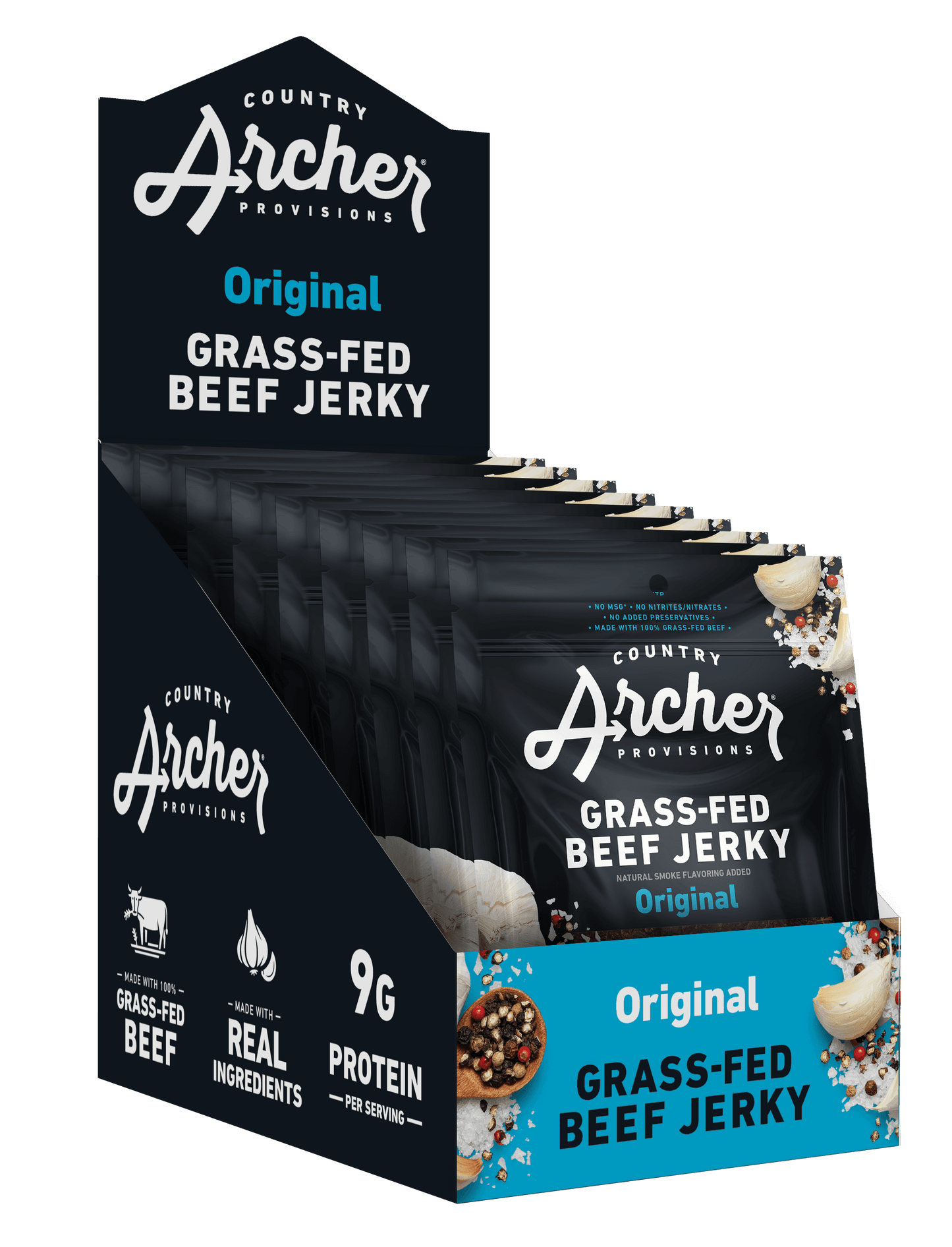 Country Archer Grass-Fed Beef Jerky Original 1 oz package, multi-package caddy