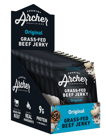 Country Archer Grass-Fed Beef Jerky Original 1 oz package, multi-package caddy