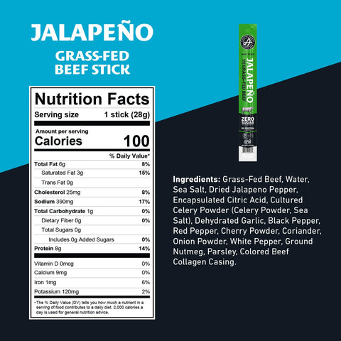 Country Archer Jalapeno grass-fed beef stick nutrition facts