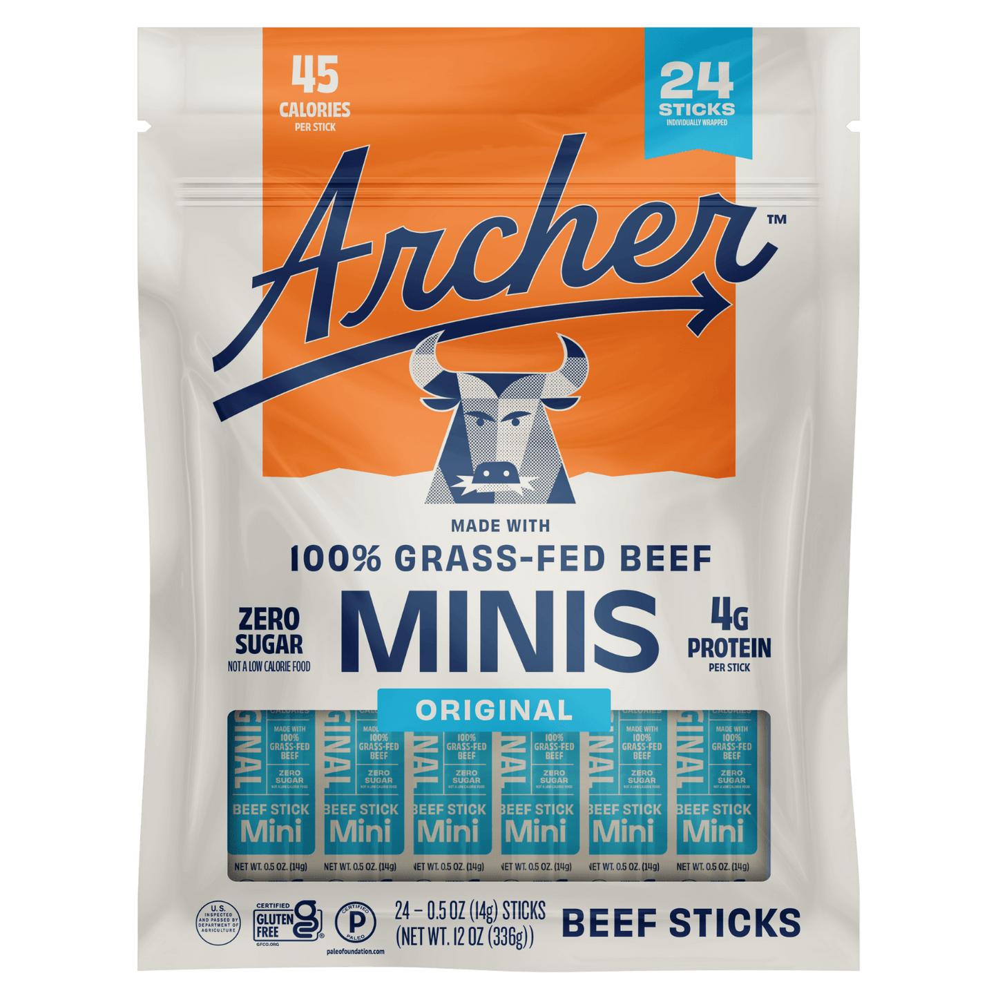 Archer 24 count Original Beef Mini Sticks front of package