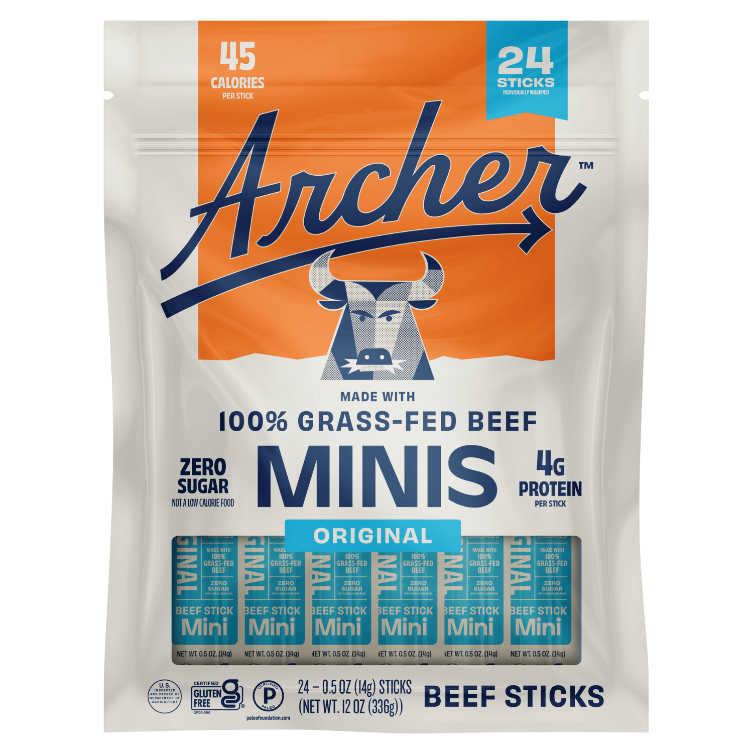 Archer 24 count Original Beef Mini Sticks front of package