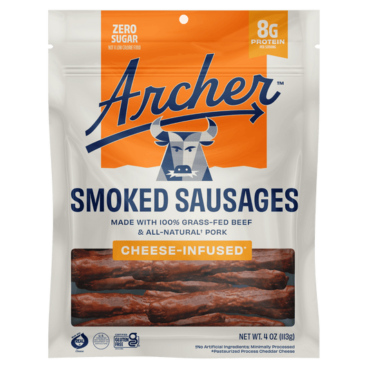 Archer 4oz Cheese Infused Smoked Sausages front of pack