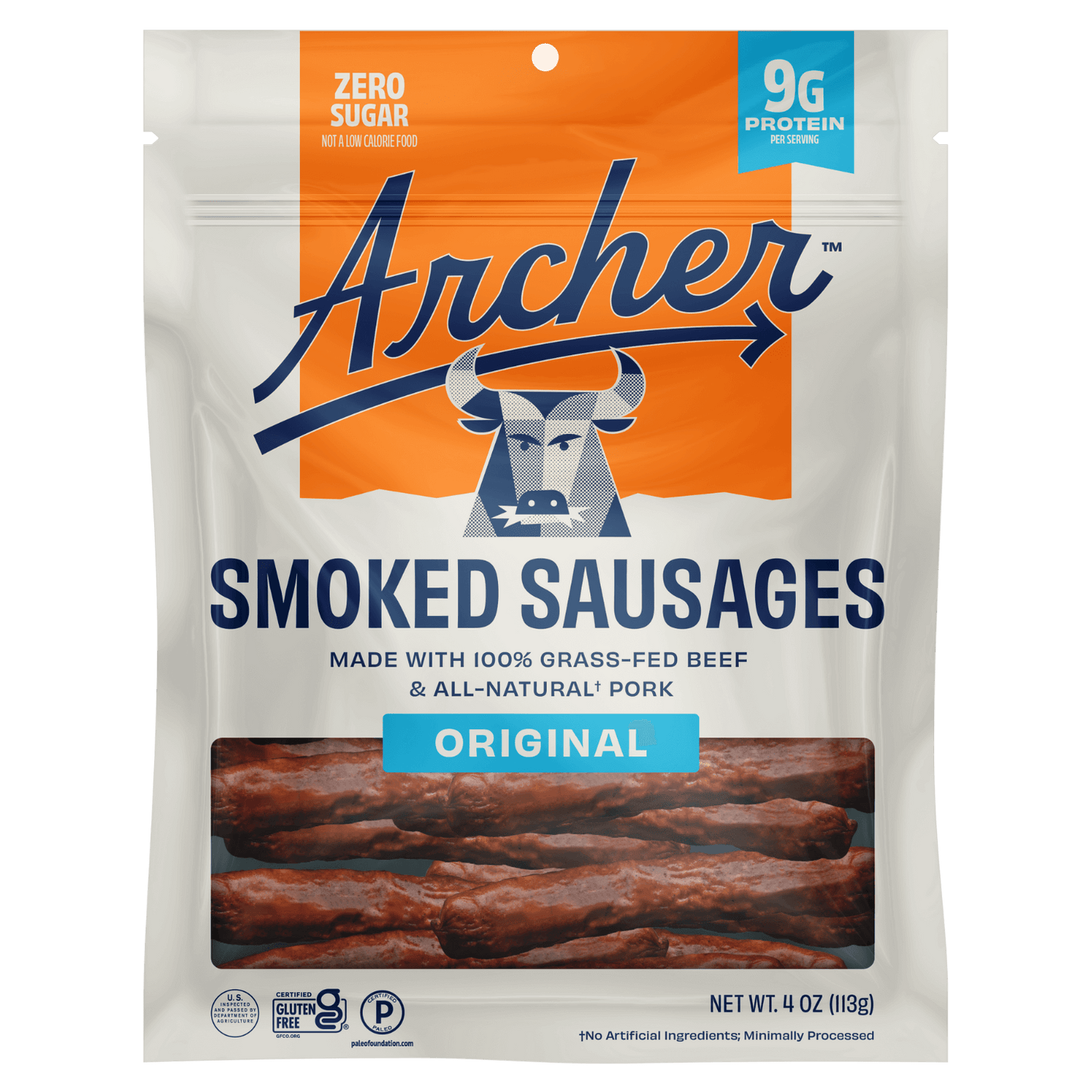 Archer 4oz Original Smoked Sausages front of pack