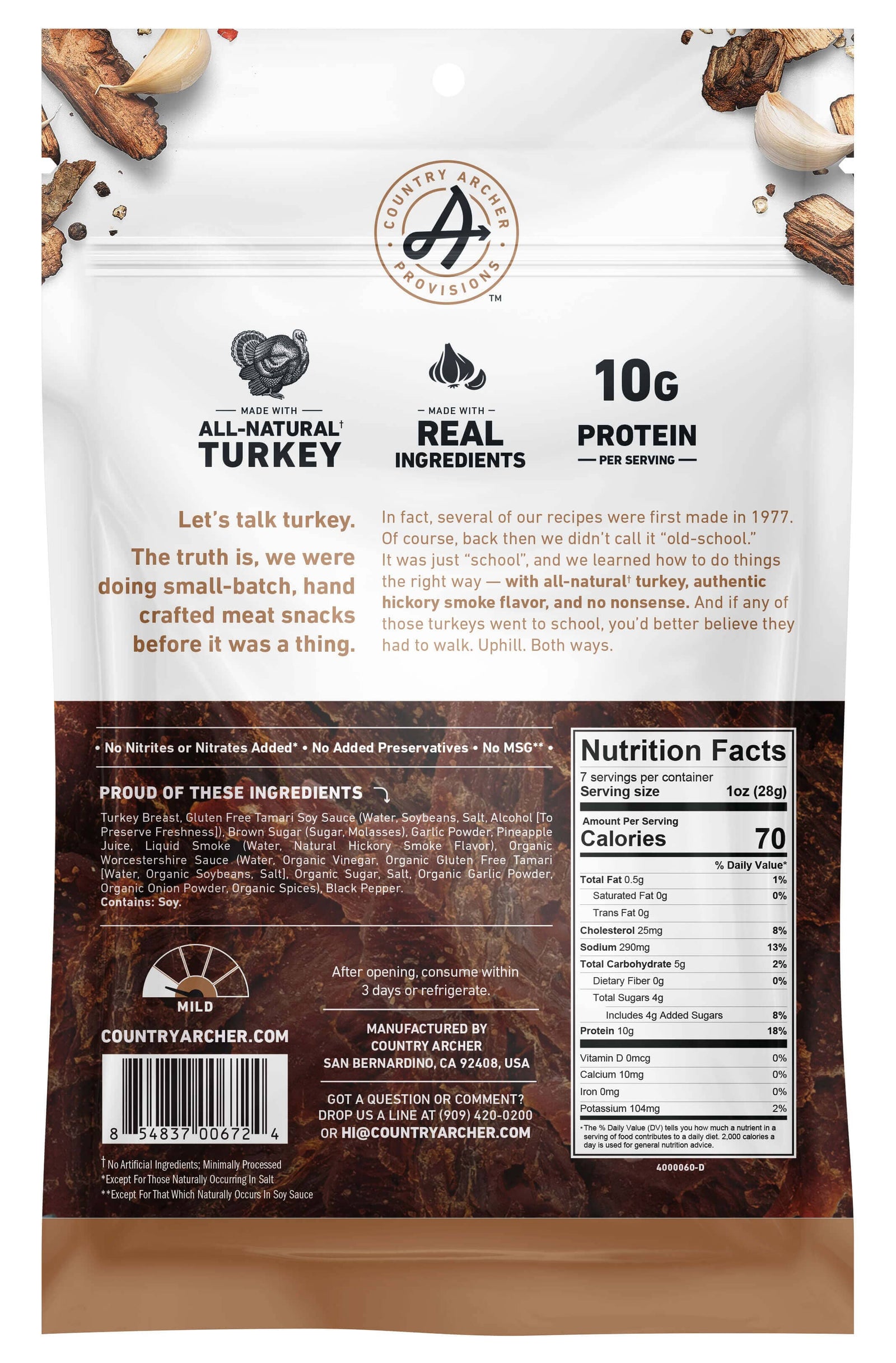 Hickory Smoked Turkey Jerky Back of Package