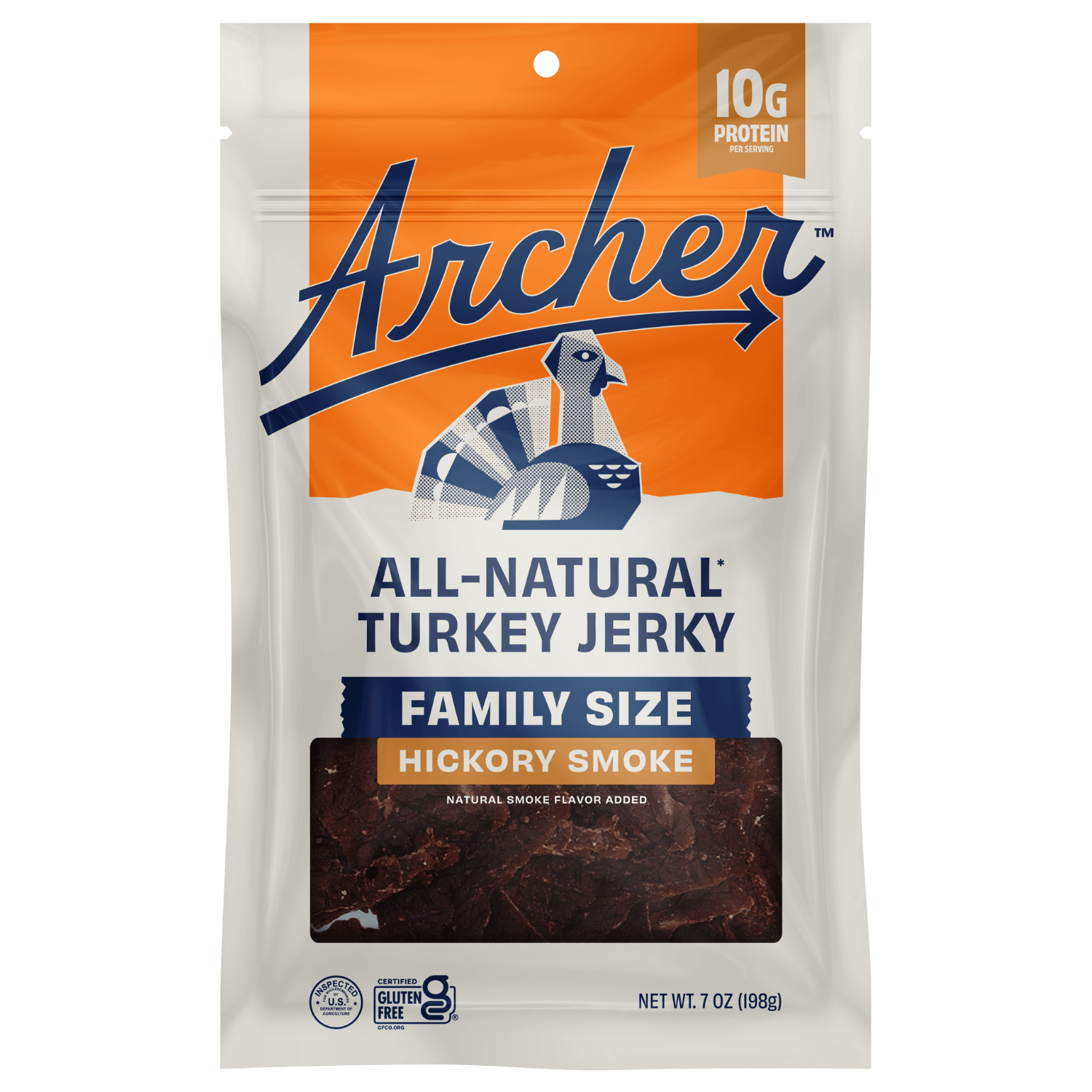 Archer 7 ounce Hickory Smoke Turkey Jerky front of package