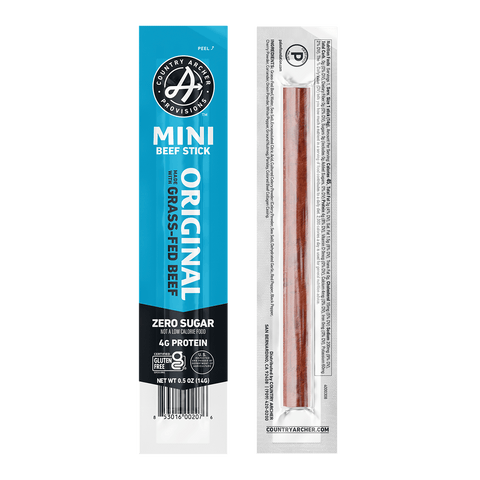 Country Archer Mini Beef Stick Original Grass-Fed Zero Sugar Protein Snack Packaging