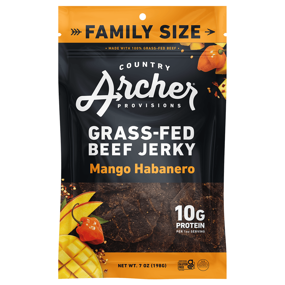  Mango Habanero Beef Jerky by Country Archer, Mango Habanero Beef Jerky, Beef, mango-habanero-beef-jerky, , 2.5oz Bag